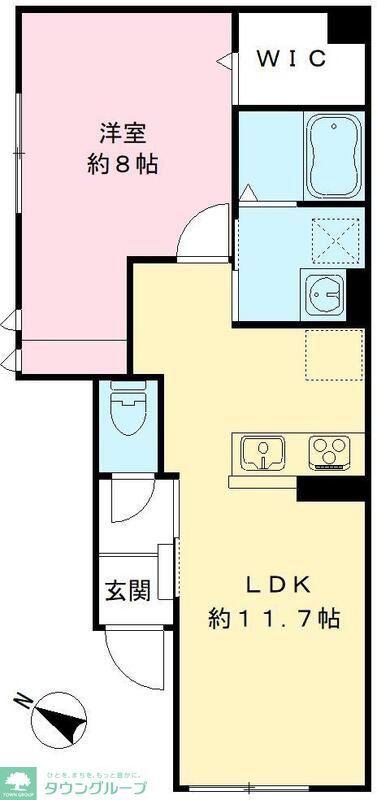 ラ・カーサ・ビアンカ(1LDK/1階)の間取り写真