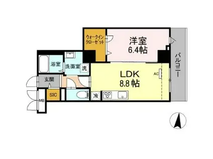 グランドソレイル(1LDK/4階)の間取り写真