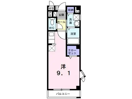 ローレル黒田(ワンルーム/2階)の間取り写真