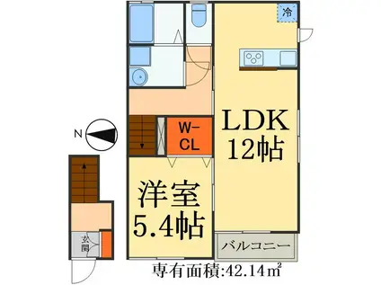 馬込ハイツ(1LDK/2階)の間取り写真