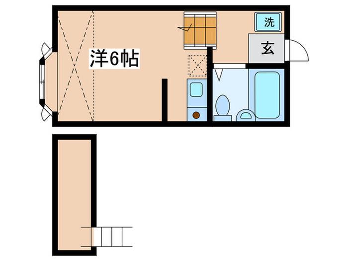 ヒルトップ麻生(ワンルーム/1階)の間取り写真