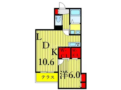 コンフォート(1LDK/1階)の間取り写真
