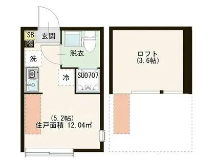 ハーモニーテラス平和台II(ワンルーム/2階)の間取り写真