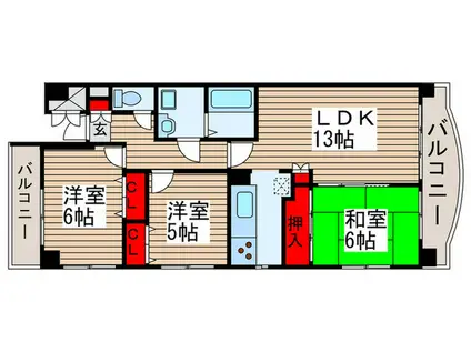 URBAN PARK柏(3LDK/6階)の間取り写真