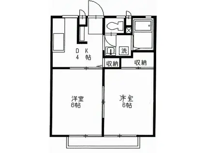ダイヤモンドハイツ(2DK/1階)の間取り写真
