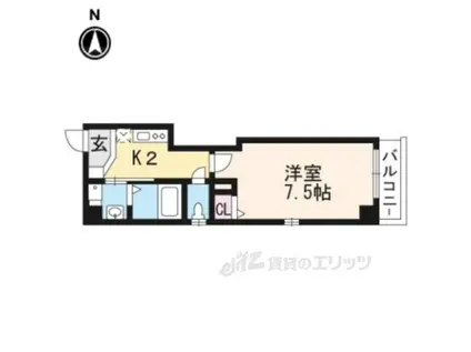 レヴィア京町(1K/2階)の間取り写真