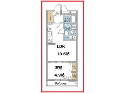 リブリ・足立区加平(1LDK/2階)の間取り写真