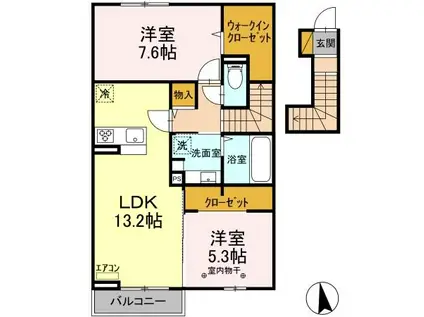 ベルウッド(2LDK/2階)の間取り写真