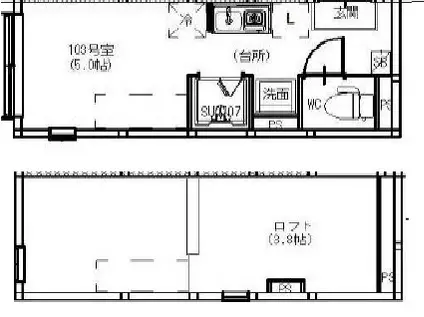 URAYAMA TERRACE(ワンルーム/1階)の間取り写真