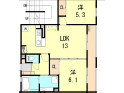 シャルム ソレイユ3番館(2LDK/1階)の間取り写真
