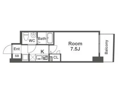 セレニテ三宮(1K/10階)の間取り写真