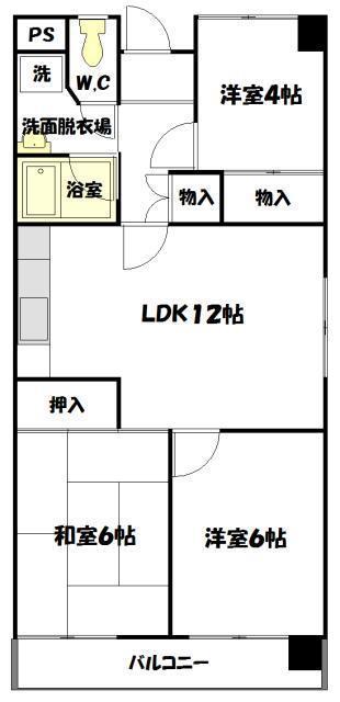 東山ハイツ(2LDK/2階)の間取り写真