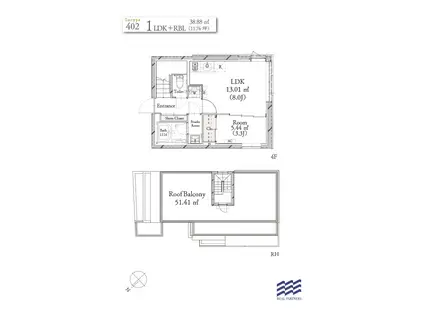 BLANCCOURT武蔵小山(1LDK/4階)の間取り写真