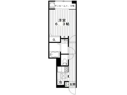 インフィニティパレス(1K/1階)の間取り写真