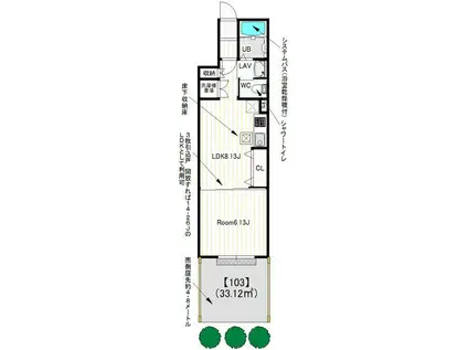 CALM世田谷宮坂(1LDK/1階)の間取り写真