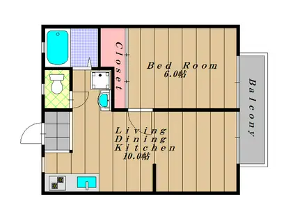 パナハイツ今熊III(1LDK/2階)の間取り写真