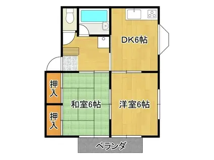 ラポールB棟(2DK/2階)の間取り写真