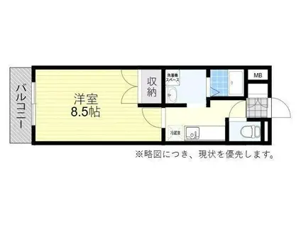 フォリスト亀川(1K/3階)の間取り写真