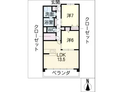 カサ ソレガンテ(2LDK/3階)の間取り写真