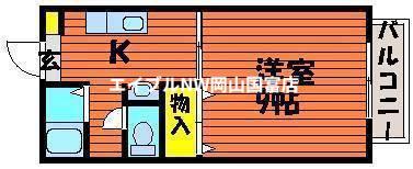 クレッシェンド(1K/1階)の間取り写真