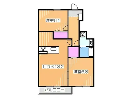 アルミック山荘B棟(2LDK/1階)の間取り写真