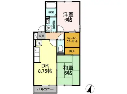 エンゼルハイム 大和(2DK/2階)の間取り写真