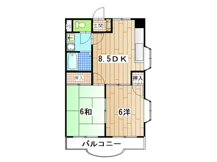 大崎ビル(2DK/1階)の間取り写真