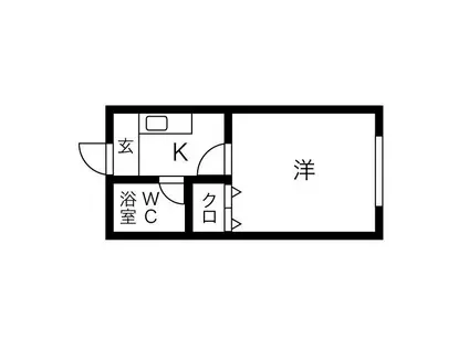ジュネスフクハラ(1K/1階)の間取り写真