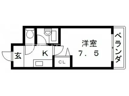 コートビュータワー(1K/2階)の間取り写真