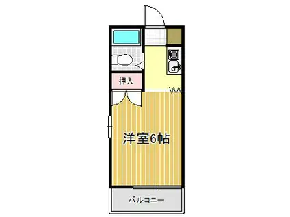 カレッジハウスI(ワンルーム/2階)の間取り写真