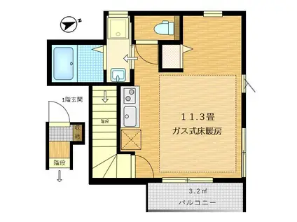 セサミ調布(ワンルーム/2階)の間取り写真