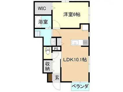 千歳通壱番館A棟(1LDK/1階)の間取り写真