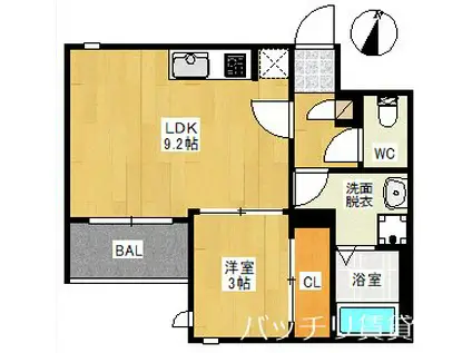 REGALEST 大橋 ME-RY III(1LDK/2階)の間取り写真