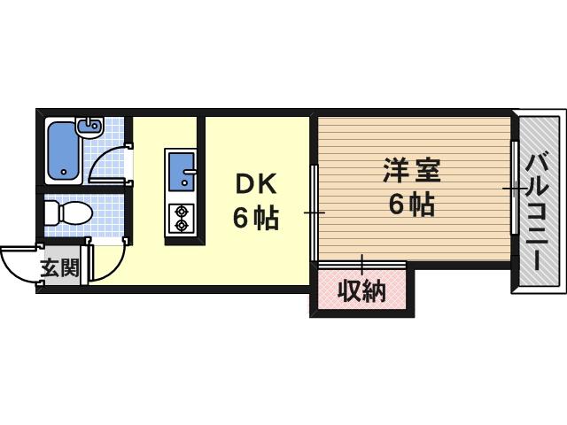 サニーハイツ住吉(1DK/4階)の間取り写真