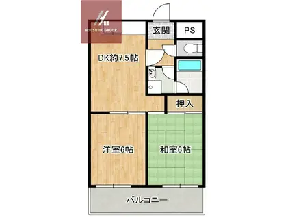 ドームクエスタ(2DK/3階)の間取り写真