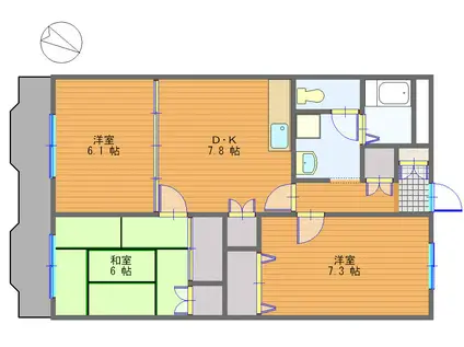パークサイド・アリア(3DK/3階)の間取り写真