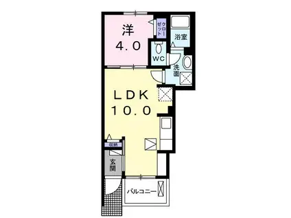 ハーモニアスガーデン(1LDK/1階)の間取り写真