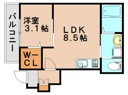 レグルス春日(1LDK/1階)の間取り写真