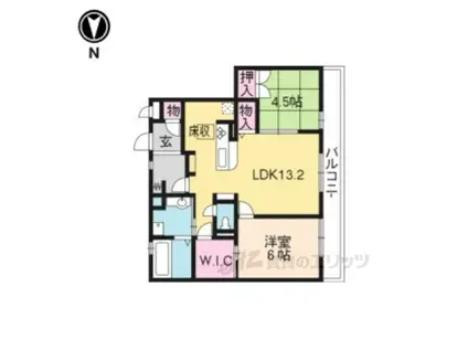 ソレアード嵯峨(2LDK/1階)の間取り写真