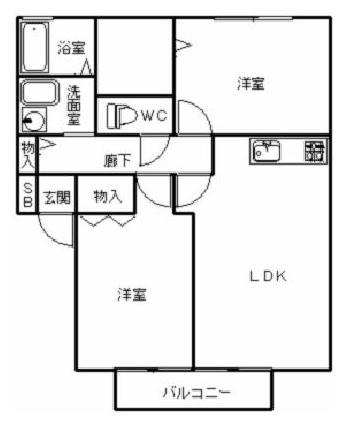 クレスト(2LDK/2階)の間取り写真