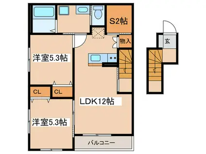サルーテ(2SLDK/2階)の間取り写真