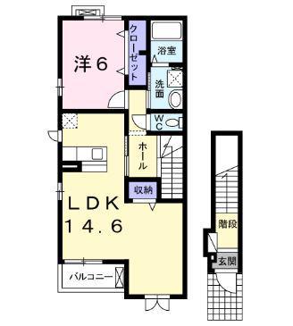 カンピオーネ(1LDK/2階)の間取り写真