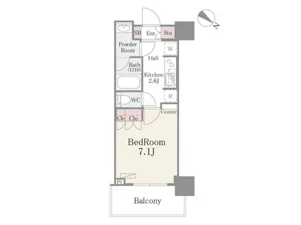 ルミレイス豊洲(1K/9階)の間取り写真