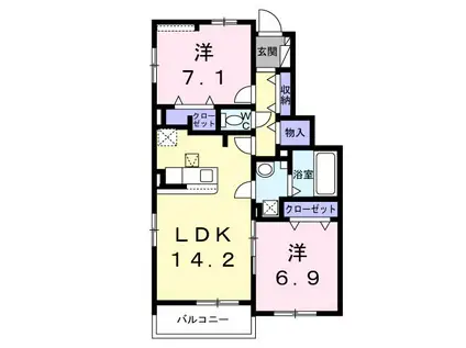 クラリエートIII(2LDK/1階)の間取り写真