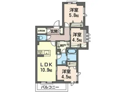 NID DES ANGES(3LDK/3階)の間取り写真