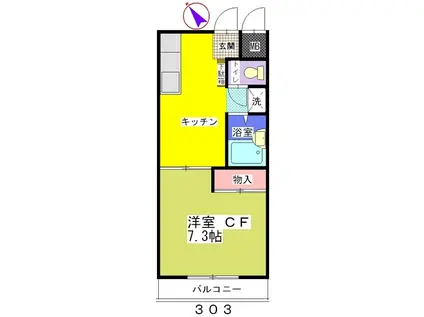 エリール西登戸(1DK/3階)の間取り写真