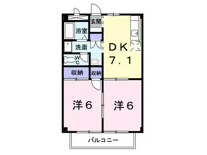 クレスト栄(2DK/2階)の間取り写真