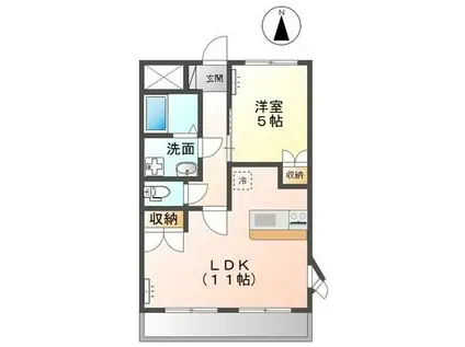 ジェミニー白銀B棟(1LDK/2階)の間取り写真