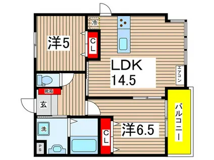 ラハイナ(2LDK/4階)の間取り写真