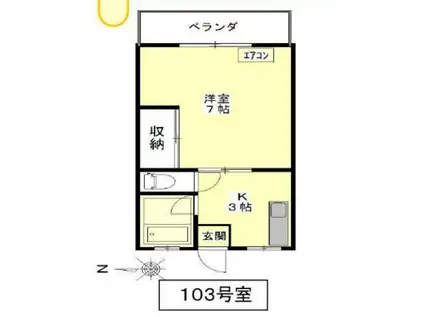 ホワイトハイツ(1K/1階)の間取り写真